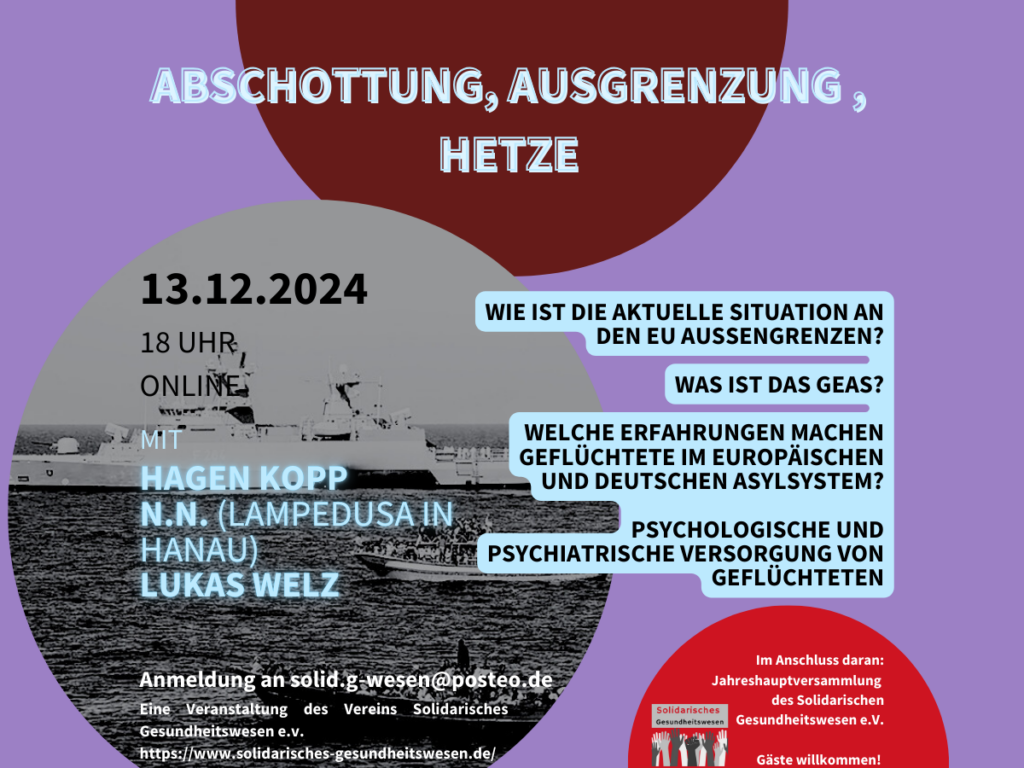 Online Veranstaltung “Abschottung, Ausgrenzung, Hetze” am 13.12.